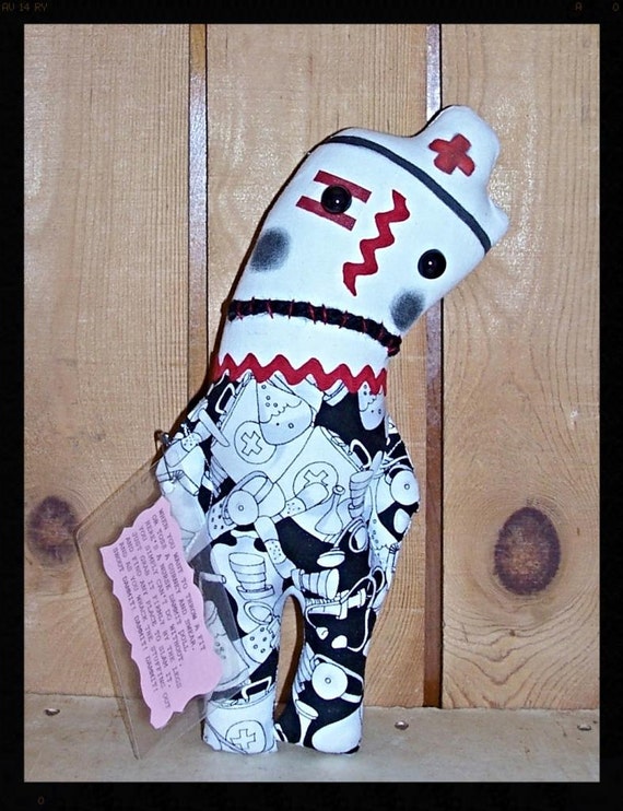 Folk Art Whimsical Whimsey Uglee Nurse Dammit Damn It Stress Anger Swear Art DoLL  2014#1