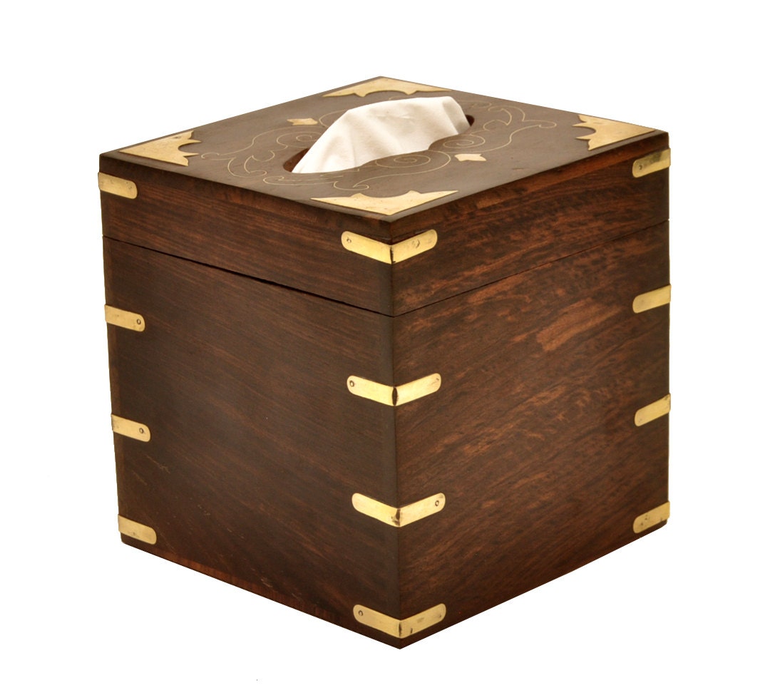 SouvNear Tissue Box Square Holder with Brass Work by SouvNear