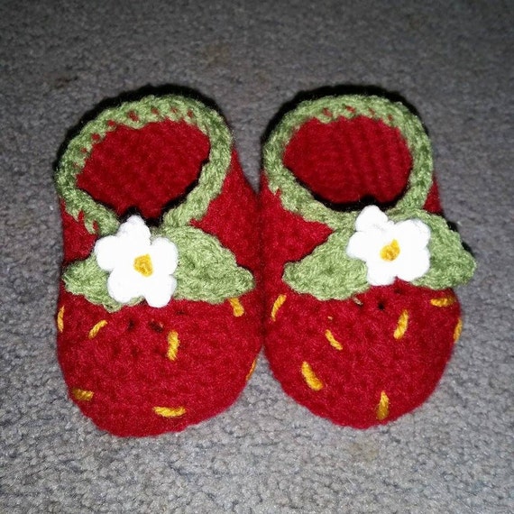 Custom Crochet Strawberry Baby Booties