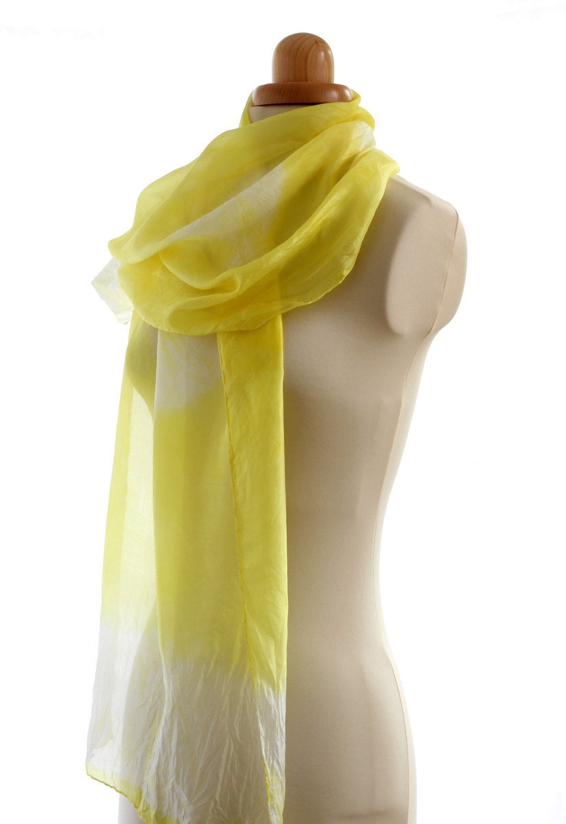 Pale yellow silk scarf naturally dyed scarf lemon yellow hand