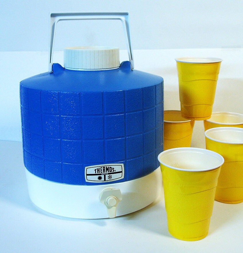 VintageThermosGallonWaterCoolerBLUE Keeps by DejaNewStudio
