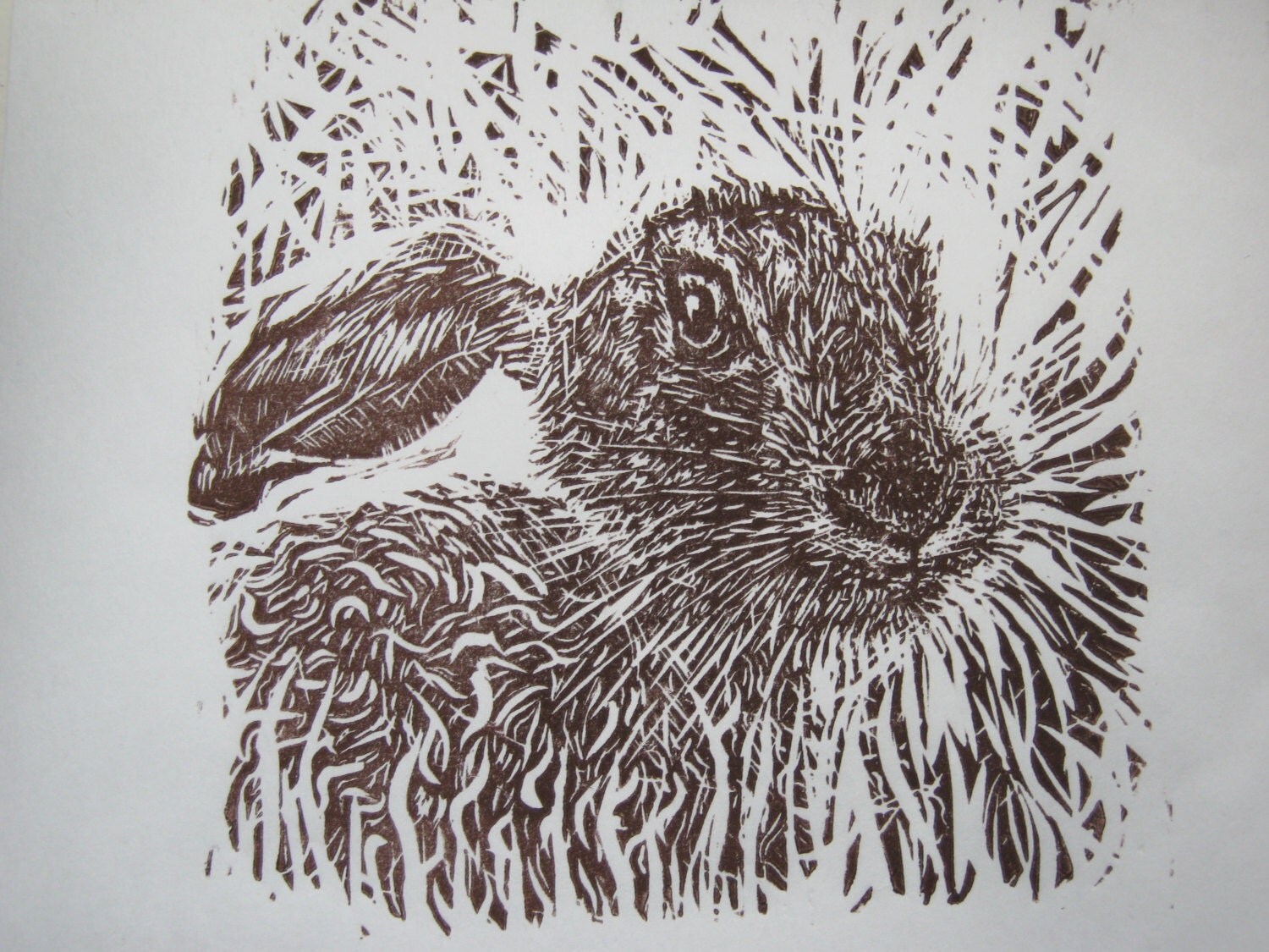 THE YOUNG HARE Original Linocut print