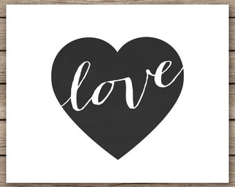 20x20 Modern valentine printable Black &amp; by Justabirdprintables