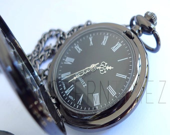 Gunmetal finished Pocket watch Engraving for Boyfriend Father,Wedding Favor-Best men gift-Valentine's day gifts Christmas gift