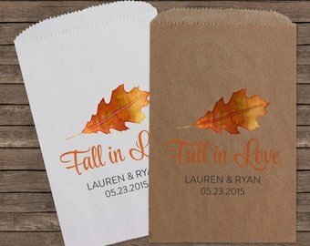 Fall in Love, Candy Bar Buffet Bags, Wedding Favors, Favor Bags, Fall Wedding, Popcorn Bags, Custom Wedding Favors, Candy Bags, Kraft 111