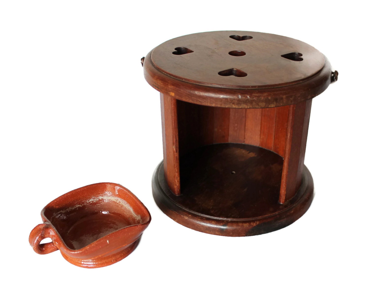 Vintage Dutch primitive Wooden hand carved Foot warmer Coal