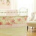 Pink Floral Baby Girl Bedding | Linen & Cotton Crib Set | Crib Skirt with Pom Poms | Roses for Bella