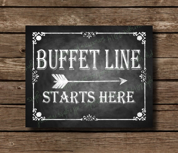 Printable Wedding Sign - Buffet Line Starts Here- Chalkboard Style ...