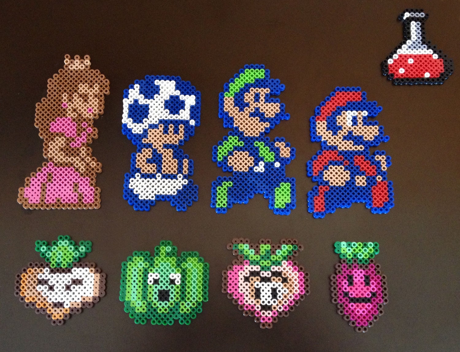 Super Mario Brothers 2 Inspired 8 Bit Perler Characters