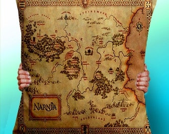 Narnia Map The Lion the witch and the wardrobe - Cushion / Pillow Cover / Panel / Fabric