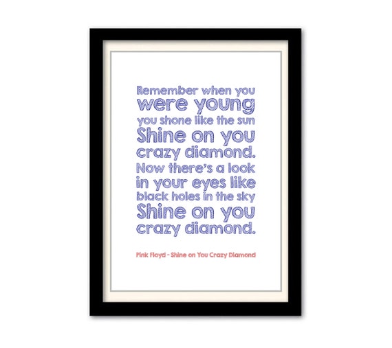 Shine On You Crazy Diamond Lyrics Pink Floyd Shine On You Crazy Diamond Blue & Red by SmartArte