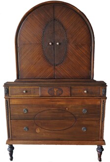 Vintage Antique 1930 S Walnut Highboy Dresser Cabinet