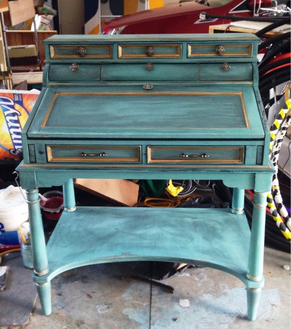 Items similar to Vintage distressed secretary desk on Etsy
