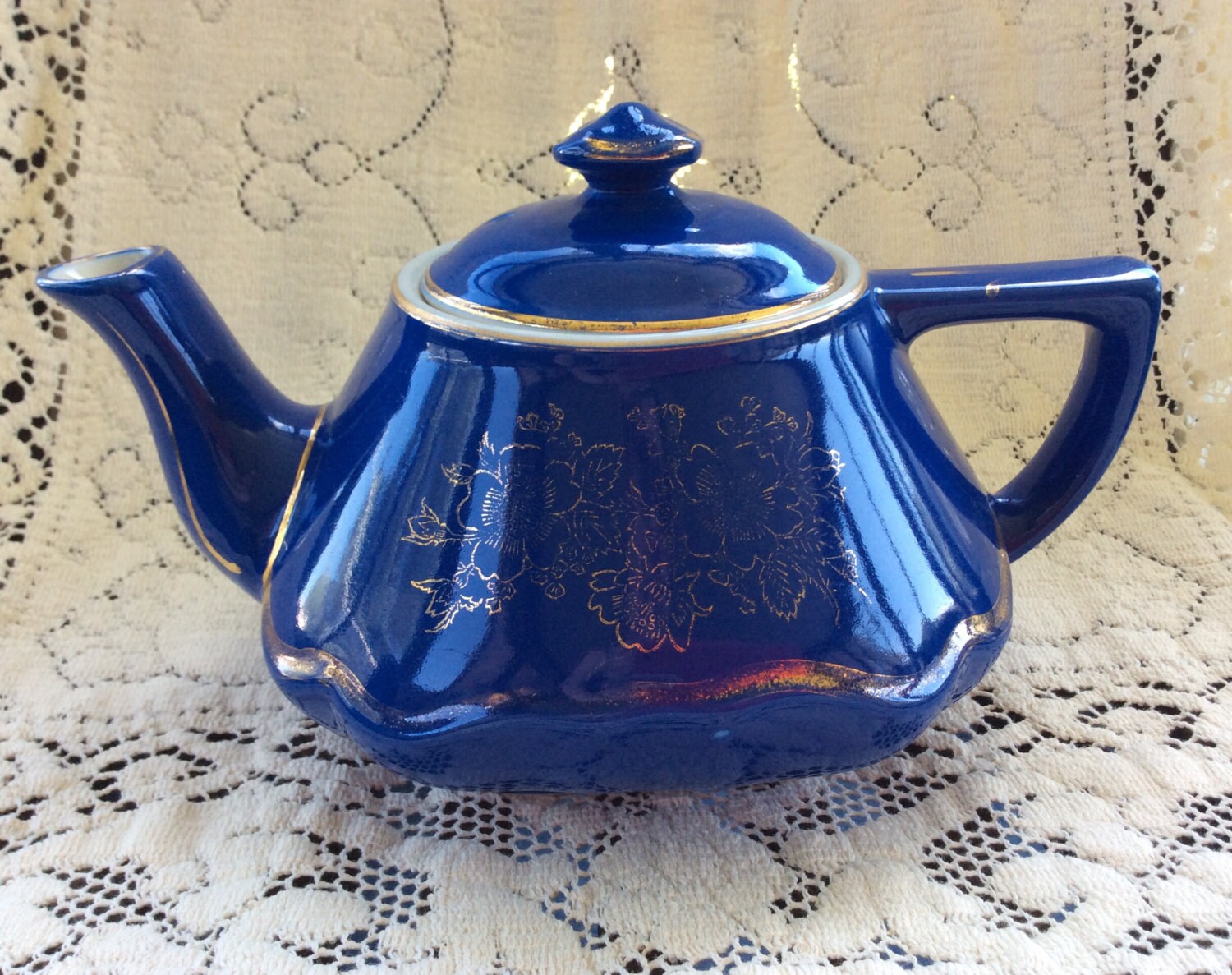 1940's Cobalt Blue Teapot made by the Hall China Company