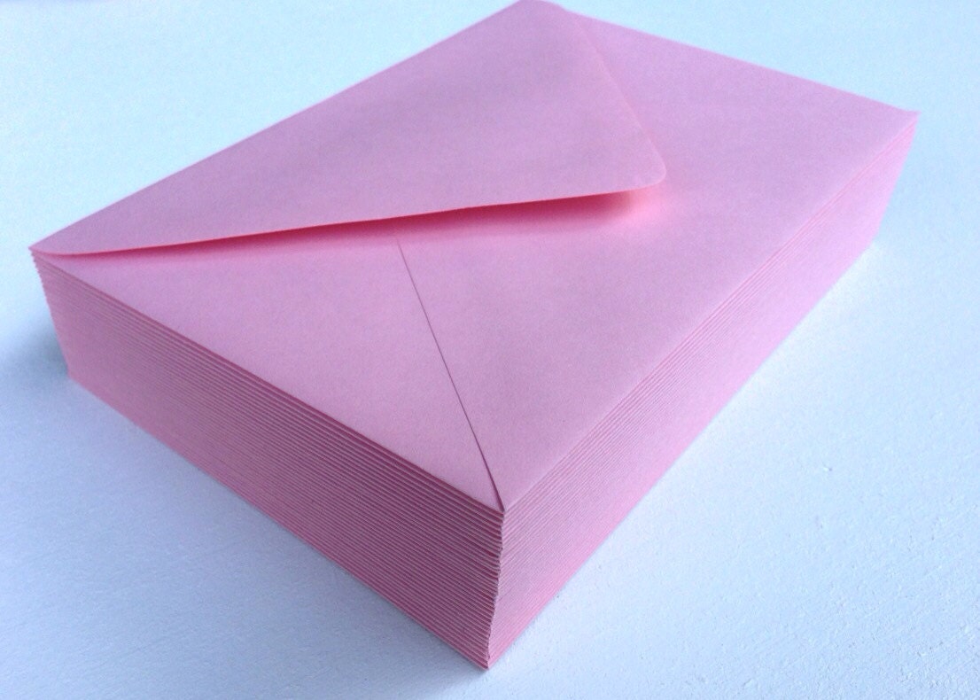 50 Pink Envelopes A7 5x7 Invitation or A1 4Bar RSVP Pointed