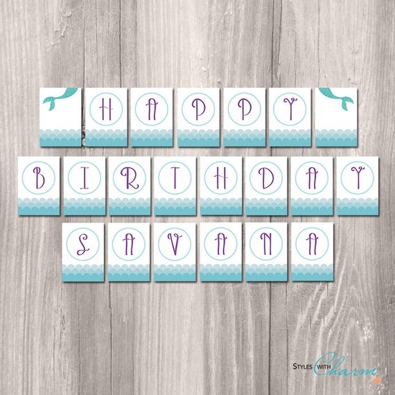 Mermaid Printable Banner Little Mermaid Birthday Banner