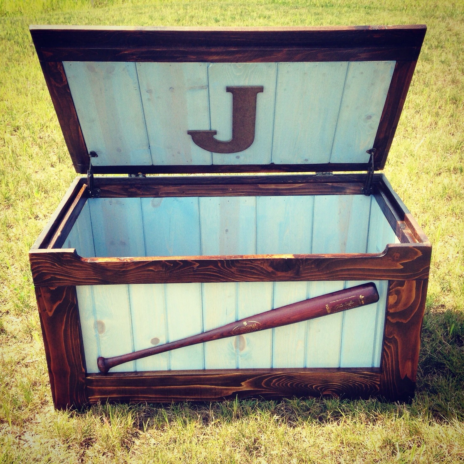 Rustic Toy Chest Blue