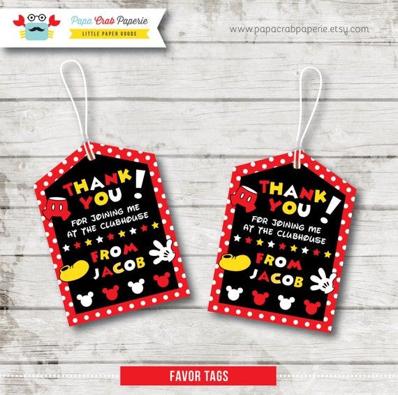 Personalized Mickey Mouse Favor Tags / Gift by PapaCrabPaperie