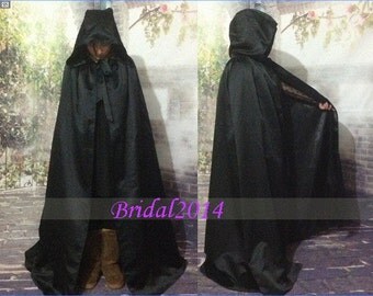 Halloween Black Satin with Lining Hooded Cloak Wedding Capes Cloaks red ...