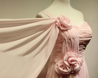 Long blush,coral Bridesmaid Dress,Strapless Chiffon Bridesmaid Dress ...