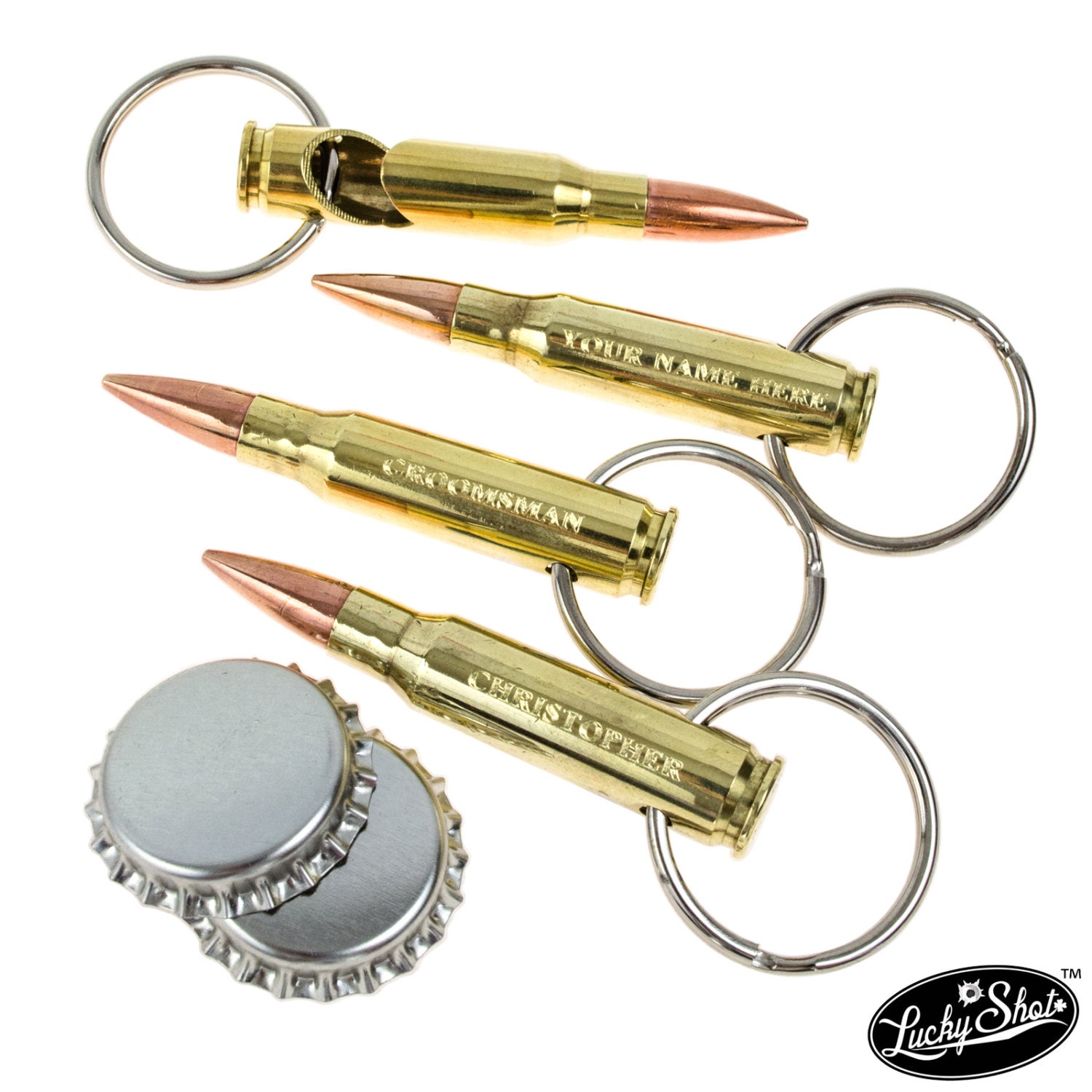 308 Bullet Bottle Opener Keychain a Set of FOUR by LuckyShotUSA