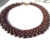 Gemstones collar necklace, bamboo jasper necklace, mahogany obsidian necklace, beadwork necklace