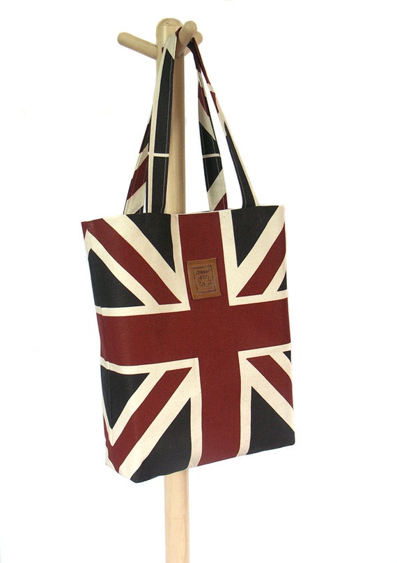 Tote bag Union Jack Vintage style Large Canvas Bag Handbag Handmade ...