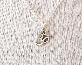 Silver Om Necklace Boho Yoga Jewelry UK