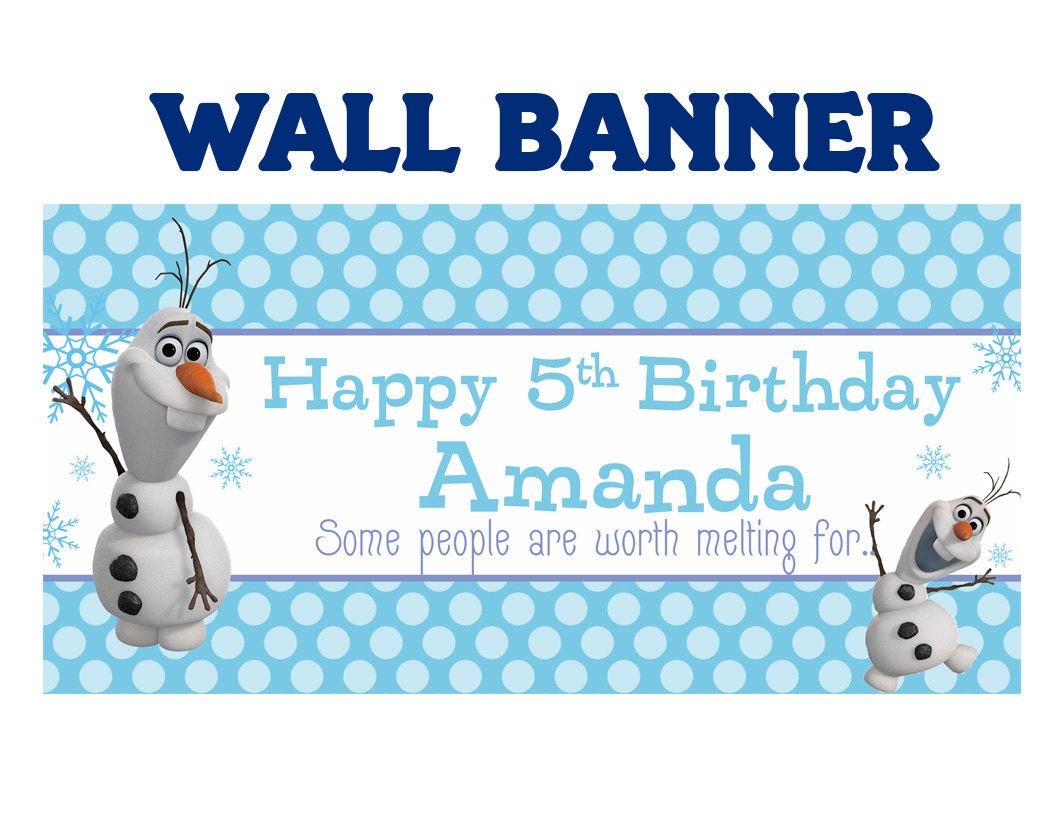 Happy Birthday Banner Olaf Personalize Frozen Party Banners