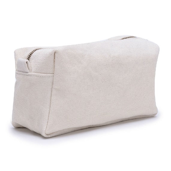 Cream Canvas Cosmetic Bag White Canvas Toiletry Bag Canvas