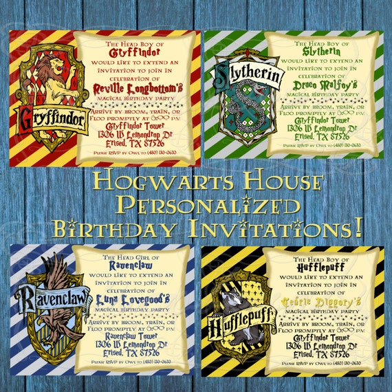 Items similar to Printable Birthday Invitation Harry Potter Houses ...