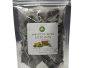 Herbal tea, Hibiscus with Rose Hips , caffeine free fruit tea, 100% Natural Premium Leaf tea,  Luxury Infusion pyramid tea bags, Healing tea