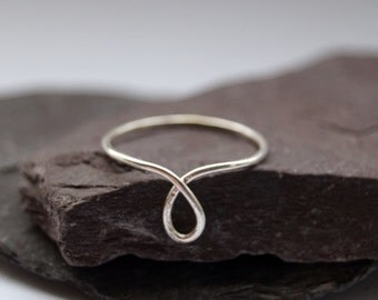 Skinny Looped Sterling Silver Ring ~ stacking ring