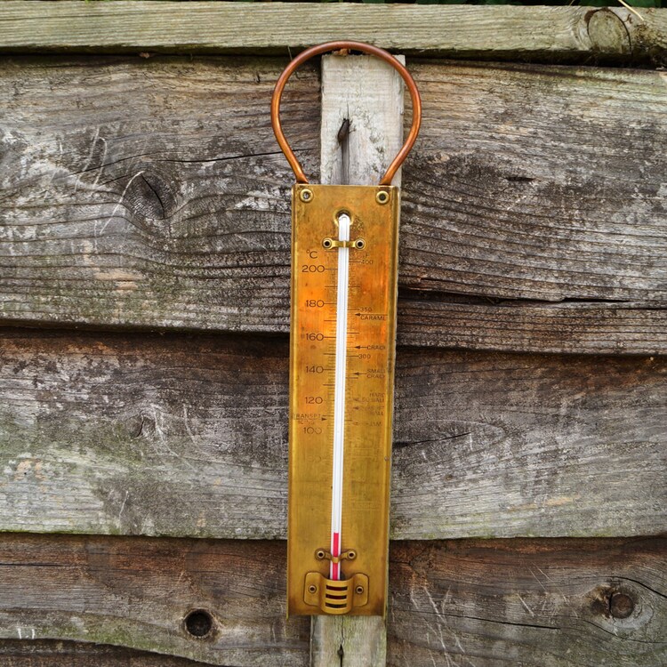 Vintage brass cooking thermometer temperature by UKAmobile on Etsy