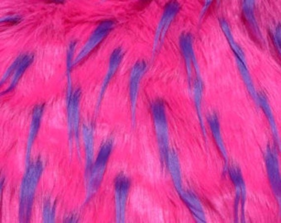 spike shaggy faux fur fabric purple and fuchsia spikes long