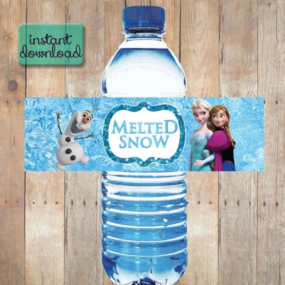 Items similar to Frozen disney ' Melted Snow ' Water Bottle Labels ...