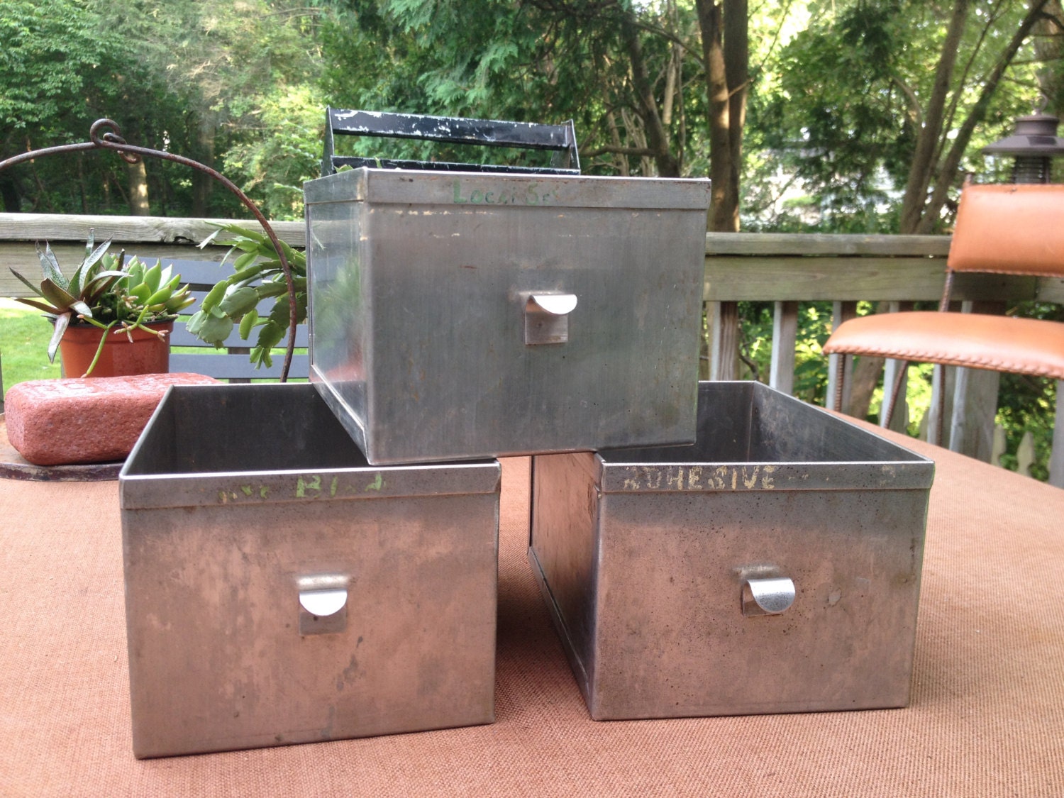 SALE Vintage Industrial Metal Storage Box Container Drawer Bin