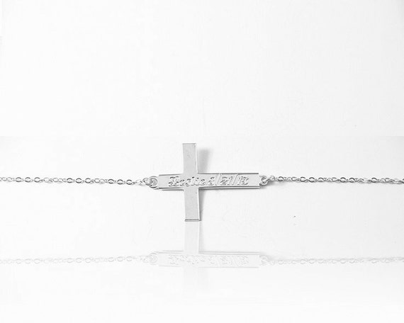 Silver cross bracelet/Personalized Monogram bracelet