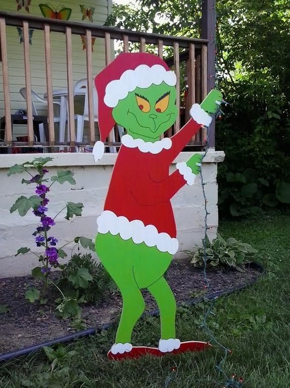 Grinch Christmas Standing Grinch Stealing lights Outdoor Wood