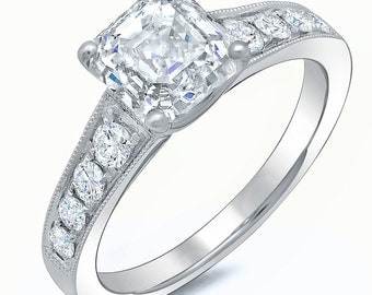 ... Cut Diamond Engagement Ring set on 18K White Gold *New Reduced Prices