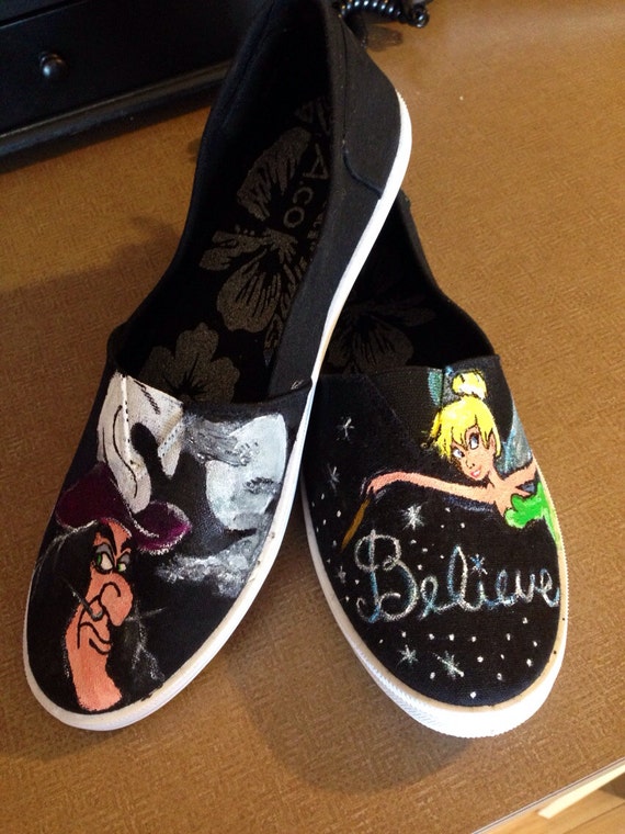 Items similar to Disney Inspired Tinkerbell & Captain Hook Shoes on Etsy