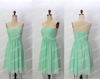 Mint Bridesmaid Dress/Sweetheart Short Chiffon Bridesmaid Dress/A Line ...