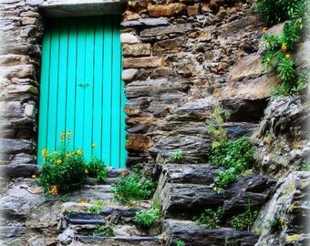 Blue Door Photo, Italy Photography, Cinque Terre, Vernazza, Italian Fine Art, Italian Riviera, Rustic Door, Wooden Door, Travel Photography