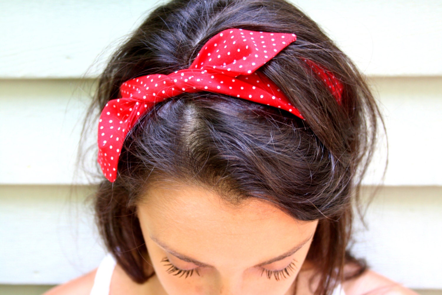 Red and White Polka Dot Wired Headband