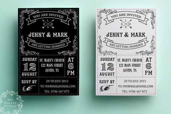 black and white wedding invitations templates