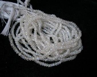 Rainbow Moonstone Rondelle Beads, Faceted Rondelles, 3.5mm to 4mm, Natural RAINBOW MOONSTONE 13.5 inch AAA roundel faceted beads gemstone...