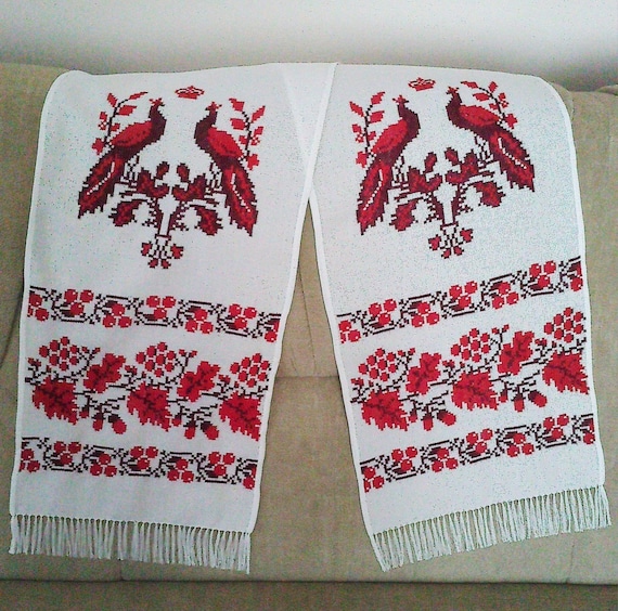 Ukrainian embroidered towel rushnyk, cross stitch, handmade