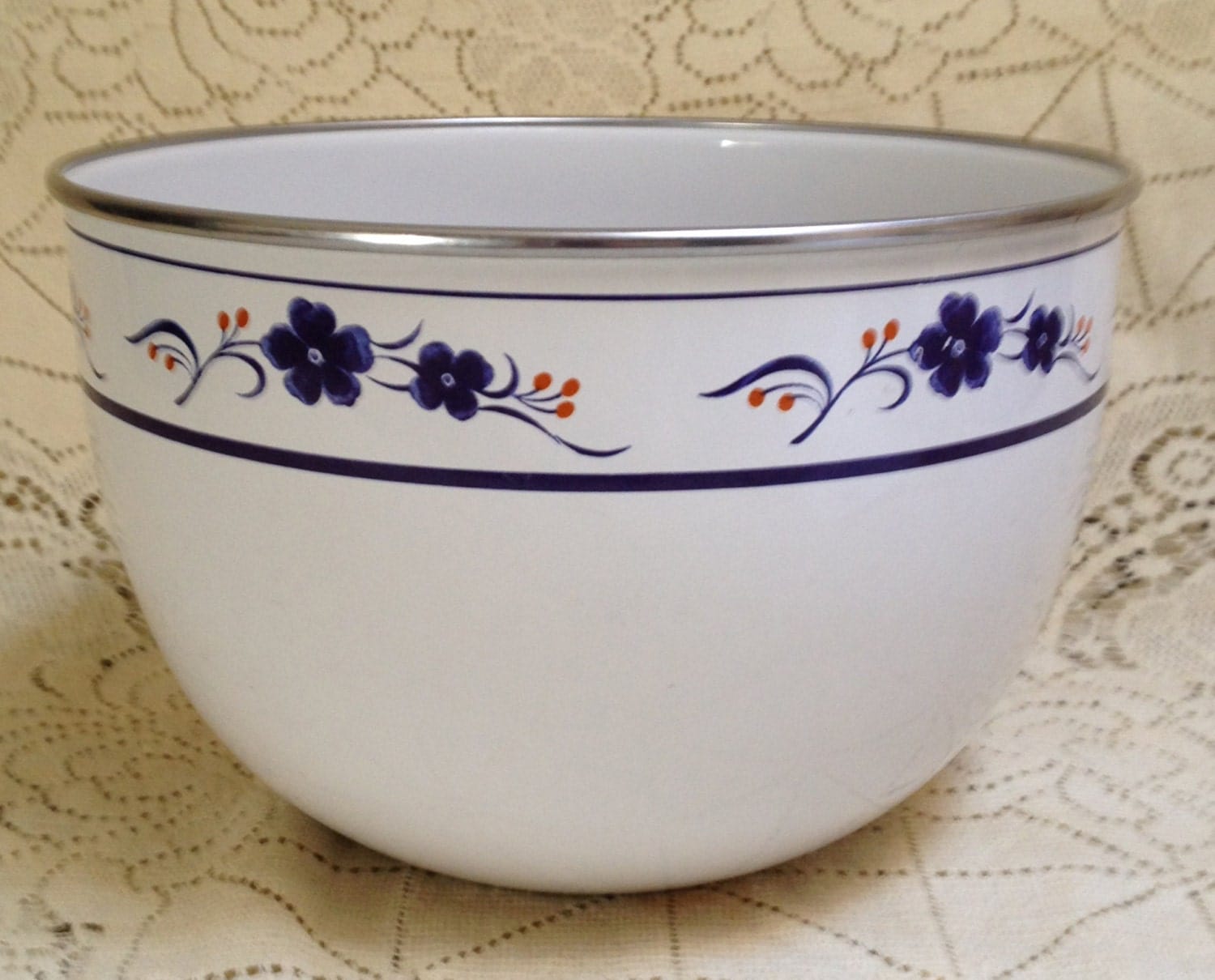 Vintage Kobe Kitchen Enamel Mixing Bowl by SouthernCatVintage