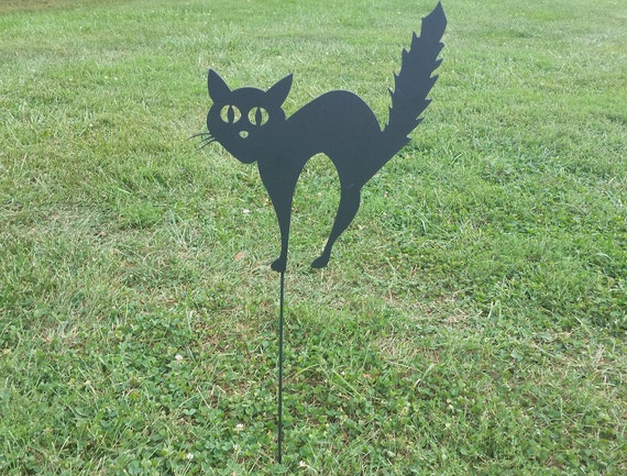 Metal Black Cat Yard Decoration By Triplejspecialties On Etsy