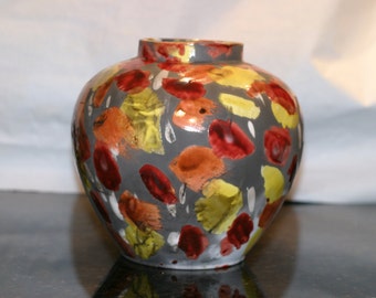 Raku SPECKLED red yellow orange Pottery Flower Vase - Raku Ceramic Vase - Raku Pottery -Kiln ceramics